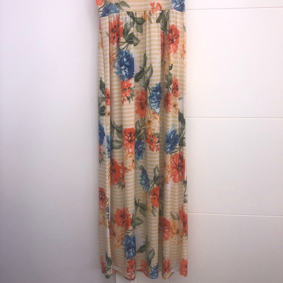 Boho Floral Side Pocket Striped Tank Maxi Dress - Picture 7 of 12